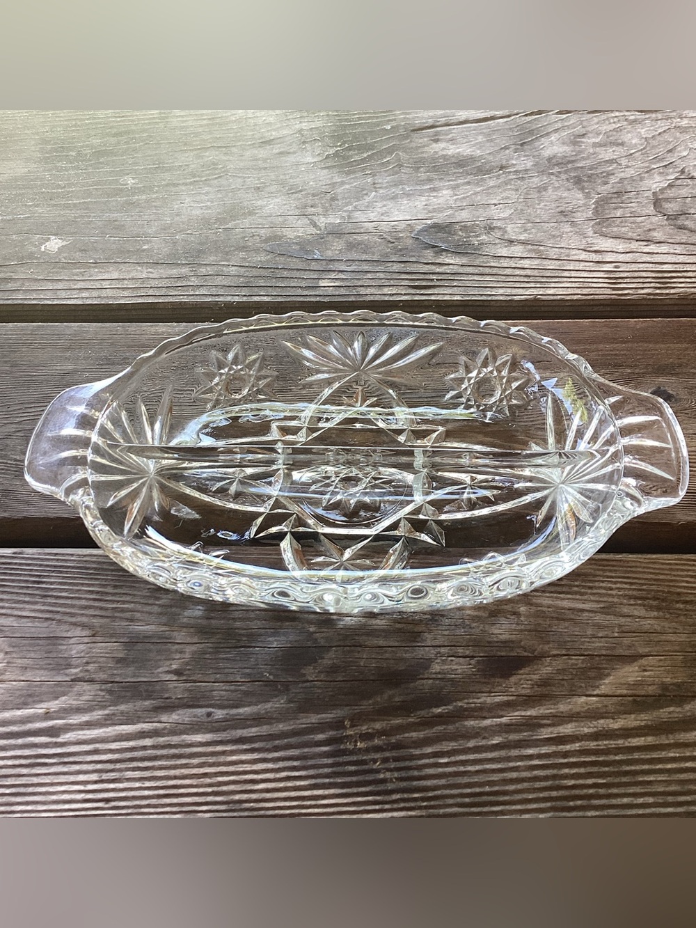 Anchor Hocking Vintage Early American Star of David Divided Relish Dish